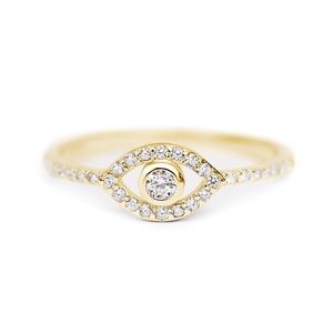 Evil eye Gold Diamond Danity Ring